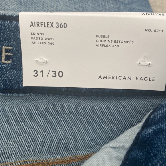 American Eagle AirFlex 360 distressed skinny jeans Size 31/30 NWT. - Picture 7 of 9